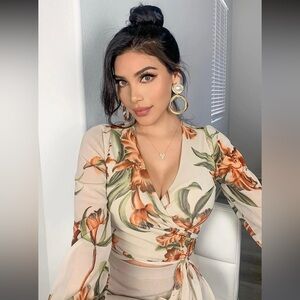 FashionNova 'Last Chance Mesh Top' Nude/Floral Size S